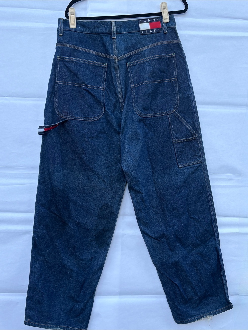 VTG Tommy Hilfiger Baggy Carpenter Jeans 34x32 90s Blue Denim Flag Loop
